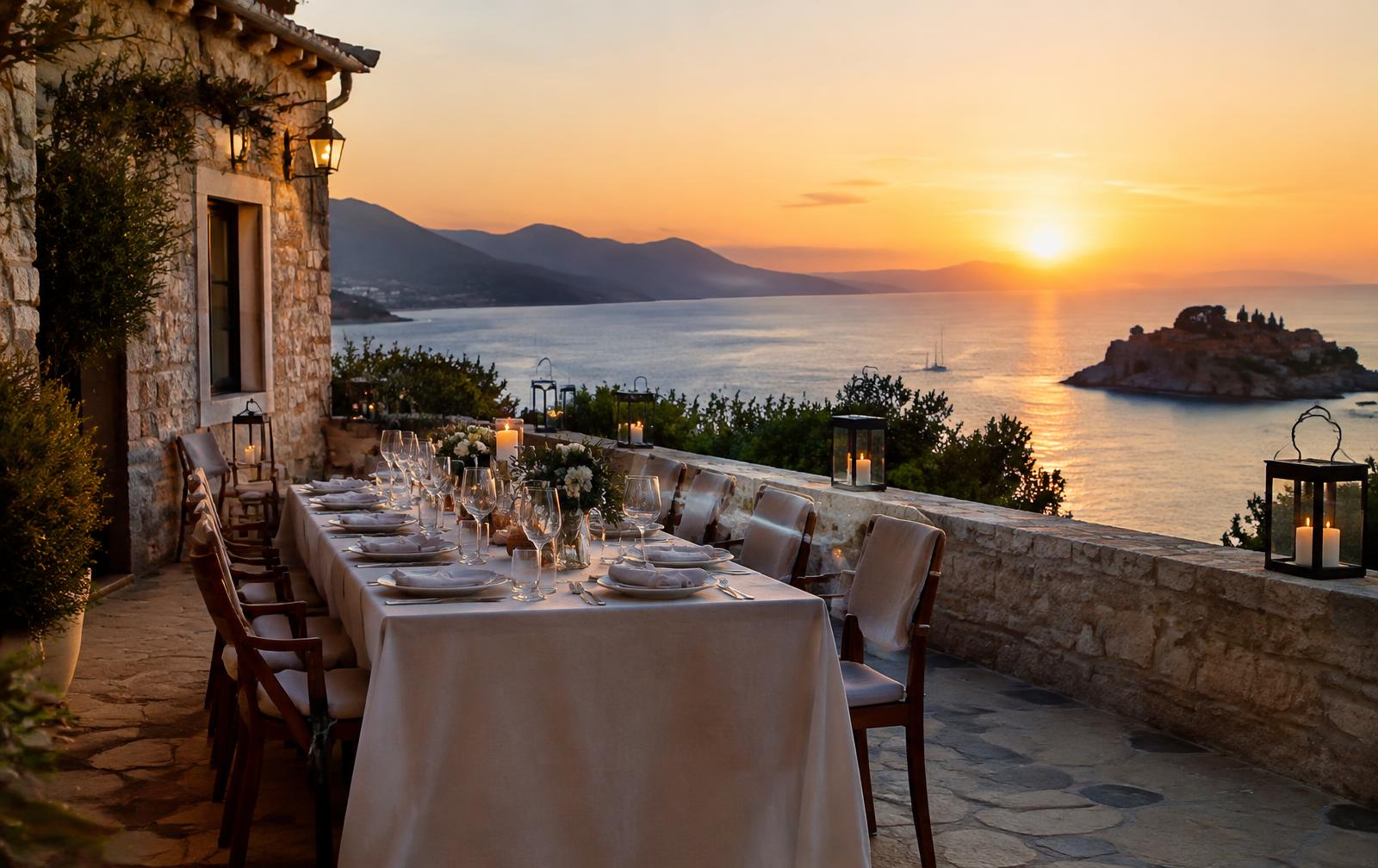 Terrace dinner on the Adriatic coast